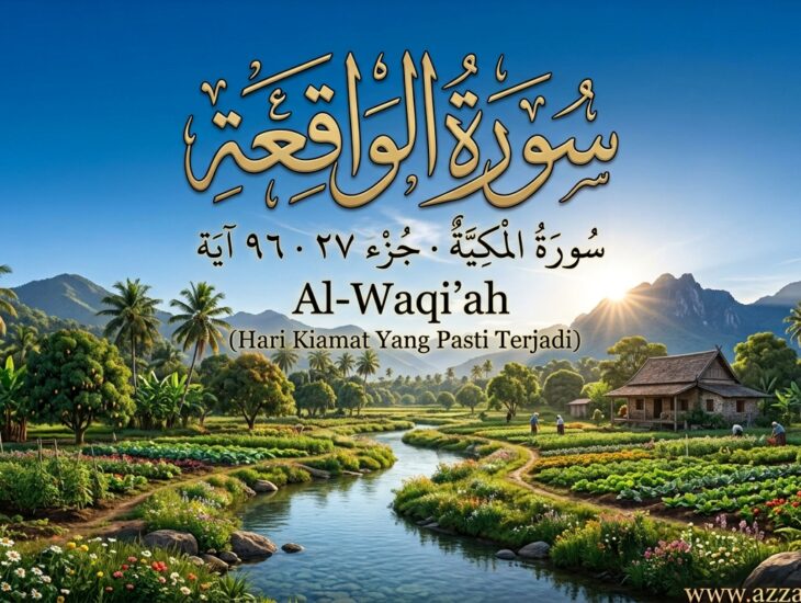urat Al-Waqi’ah lengkap dengan teks Arab, latin, arti bahasa Indonesia, dan audio MP3