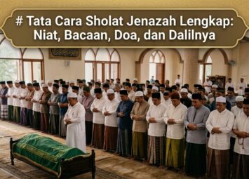 Infografis tata cara sholat jenazah lengkap dengan empat takbir, bacaan, doa, dan dalilnya.